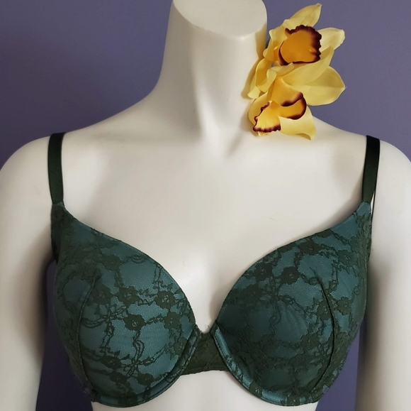 Victoria's Secret Bra 34DD Lined Demi Lace Velvet - Picture 2 of 8